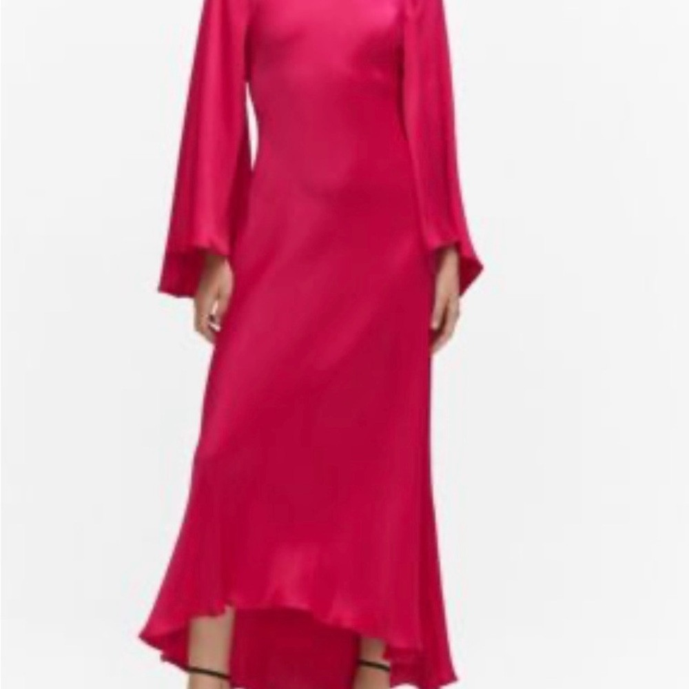 Mango Fuchsia High-Low Satin Dress